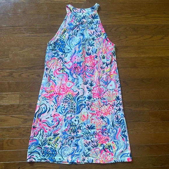 Lilly Pulitzer teen/women tropical shay ruffle aline halter shift dress svl - Picture 2 of 3
